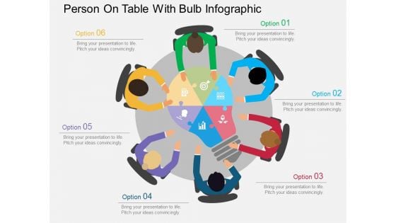 Person On Table With Bulb Infographic Powerpoint Templates