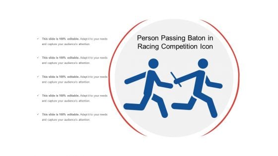 Person Passing Baton In Racing Competition Icon Ppt PowerPoint Presentation Gallery Deck PDF