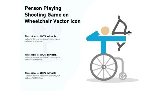 Person Playing Shooting Game On Wheelchair Vector Icon Ppt PowerPoint Presentation Show Design Ideas PDF
