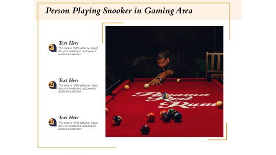 Person Playing Snooker In Gaming Area Ppt PowerPoint Presentation File Picture PDF