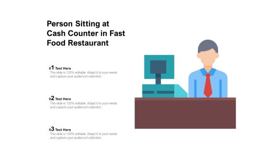 Person Sitting At Cash Counter In Fast Food Restaurant Ppt PowerPoint Presentation Professional Vector PDF