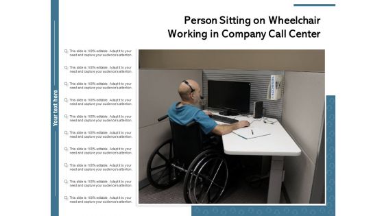 Person Sitting On Wheelchair Working In Company Call Center Ppt PowerPoint Presentation File Show PDF