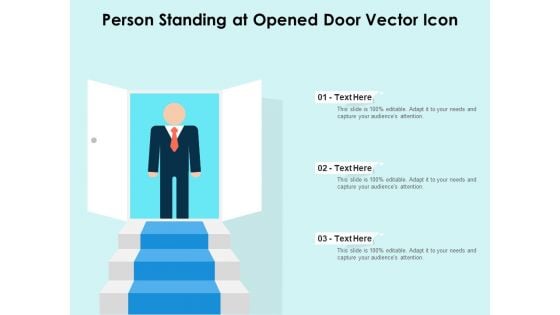 Person Standing At Opened Door Vector Icon Ppt PowerPoint Presentation Gallery Slide PDF