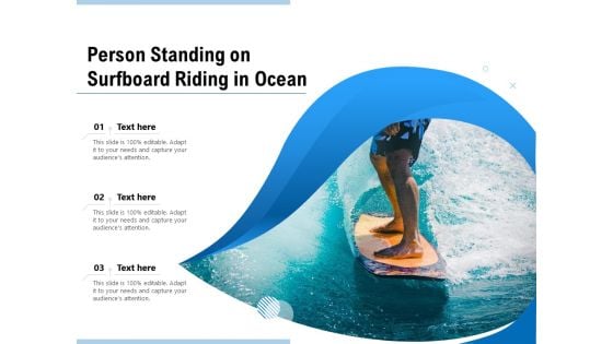 Person Standing On Surfboard Riding In Ocean Ppt PowerPoint Presentation File Master Slide PDF