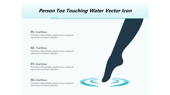 Person Toe Touching Water Vector Icon Ppt PowerPoint Presentation Styles Outfit PDF