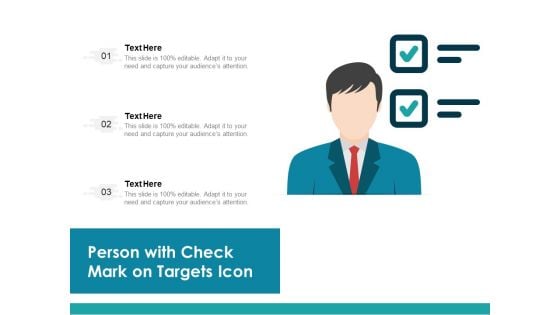 Person With Check Mark On Targets Icon Ppt PowerPoint Presentation File Example PDF