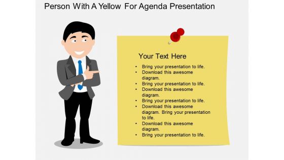 Person With Paper For Business Agenda Presentation Powerpoint Template