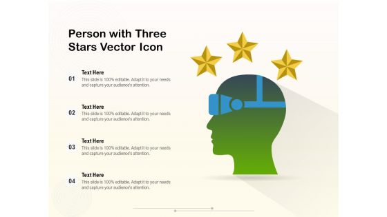 Person With Three Stars Vector Icon Ppt PowerPoint Presentation Gallery Gridlines PDF