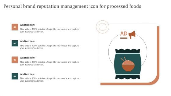 Personal Brand Reputation Management Icon For Processed Foods Rules PDF