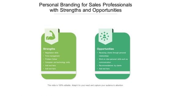 Personal Branding For Sales Professionals With Strengths And Opportunities Ppt PowerPoint Presentation File Influencers PDF