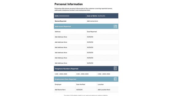 Personal Information One Pager Documents