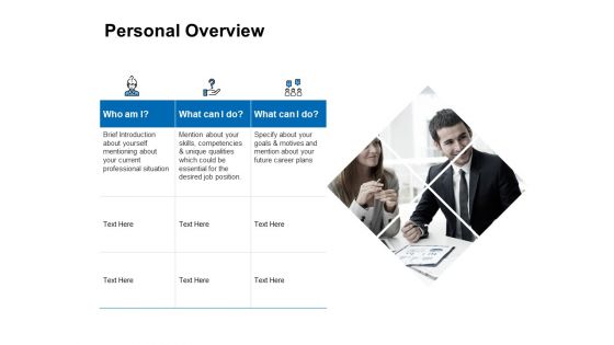 Personal Overview Marketing Ppt PowerPoint Presentation Layouts Graphics Pictures