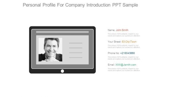 Personal Profile For Company Introduction Ppt Sample