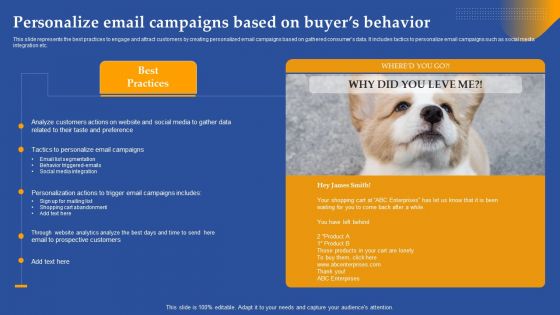 Personalize Email Campaigns Based On Buyers Behavior Ppt Pictures Clipart Images PDF