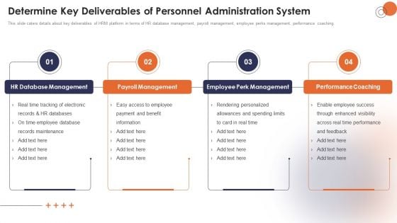 Personnel Administration System Determine Key Deliverables Of Personnel Administration System Portrait PDF