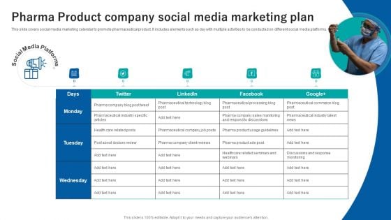 Pharma Product Company Social Media Marketing Plan Ppt Infographic Template Infographics PDF