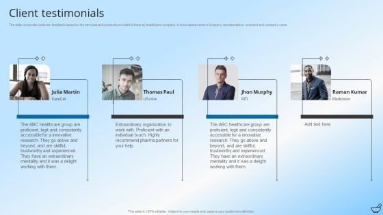 Pharmaceutical And Clinical Research Summary Client Testimonials Diagrams PDF Pharmaceutical And Clinical Research Summary Client Testimonials Diagrams PDF