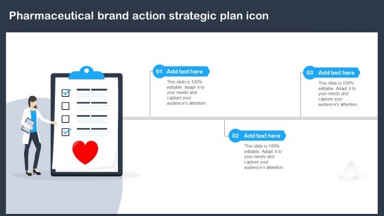 Pharmaceutical Brand Action Strategic Plan Icon Ppt PowerPoint Presentation File Model PDF