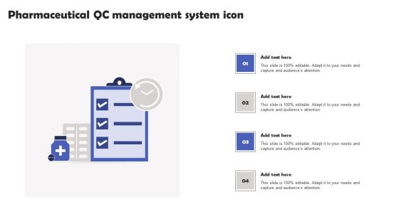 Pharmaceutical QC Management System Icon Template PDF