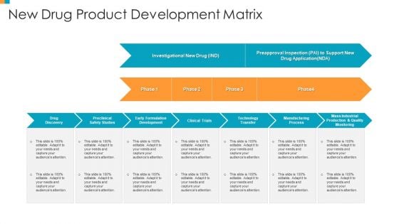 Pharmaceutical Transformation For Inclusive Goods New Drug Product Development Matrix Structure PDF