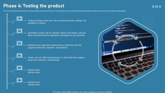 Phase 4 Testing The Product Software Development Life Cycle Phases Diagrams PDF