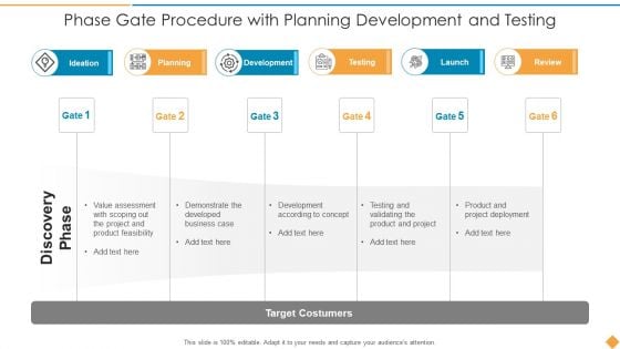 Phase Gate Procedure With Planning Development And Testing Brochure PDF