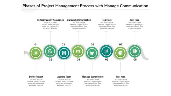 Phases Of Project Management Process With Manage Communication Ppt PowerPoint Presentation File Graphics Example PDF