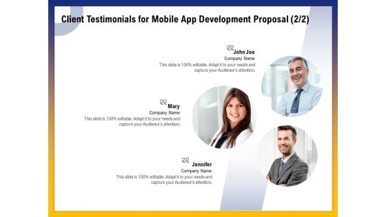 Phone Application Buildout Client Testimonials For Mobile App Development Proposal Management Ppt Styles Format Ideas PDF