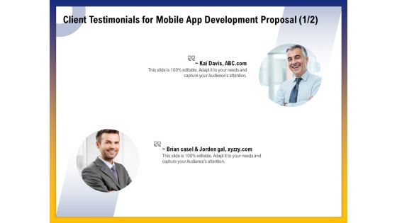 Phone Application Buildout Client Testimonials For Mobile App Development Proposal Ppt PowerPoint Presentation Slides Objects PDF