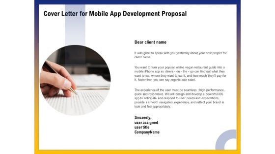 Phone Application Buildout Cover Letter For Mobile App Development Proposal Ppt PowerPoint Presentation Styles Example File PDF