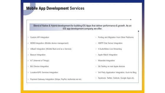 Phone Application Buildout Mobile App Development Services Ppt PowerPoint Presentation Pictures Topics PDF