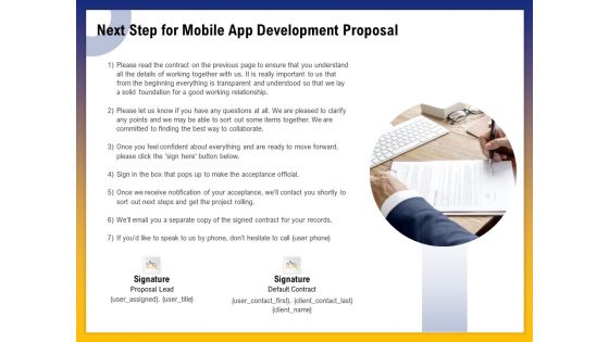 Phone Application Buildout Next Step For Mobile App Development Proposal Ppt PowerPoint Presentation Outline Shapes PDF