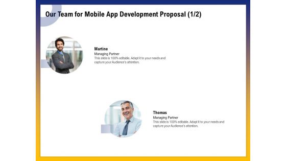 Phone Application Buildout Our Team For Mobile App Development Proposal Strategy Ppt Layouts Gallery PDF