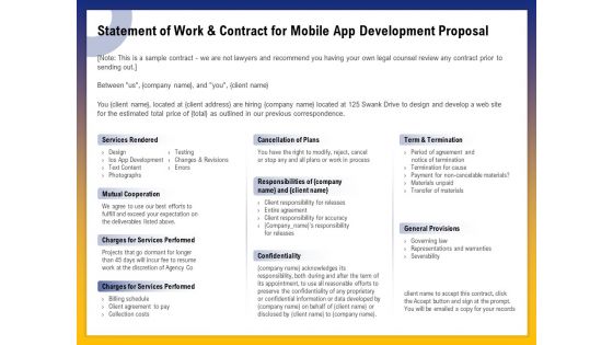 Phone Application Buildout Statement Of Work And Contract For Mobile App Development Proposal Ppt Inspiration Infographics PDF