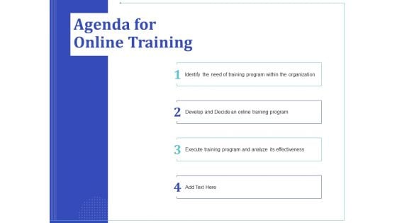 Phone Tutoring Initiative Agenda For Online Training Ppt Gallery Layout Ideas PDF