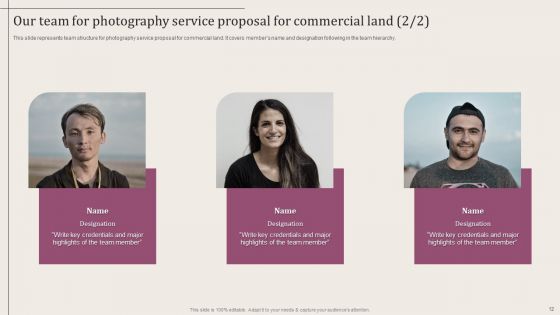 Photography Service Proposal For Commercial Land Ppt PowerPoint Presentation Complete Deck With Slides
