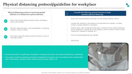 Physical Distancing Protocol Guideline For Workplace Pandemic Company Playbook Elements PDF