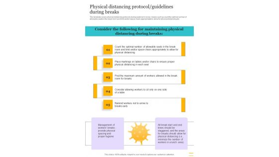 Physical Distancing Protocol Guidelines During Breaks One Pager Sample Example Document