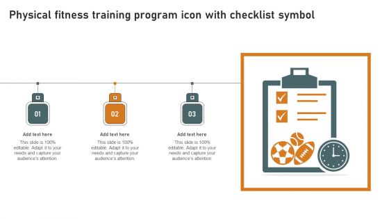 Physical Fitness Training Program Icon With Checklist Symbol Information PDF