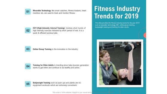 Physical Trainer Fitness Industry Trends For 2019 Mockup PDF