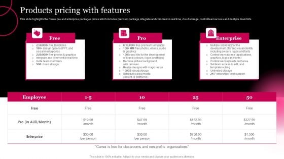 Picture Editing Company Outline Products Pricing With Features Graphics PDF