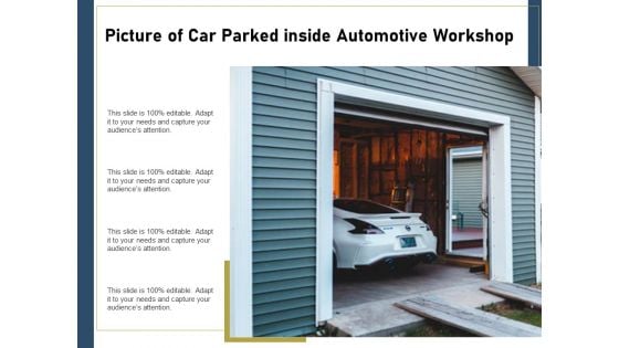 Picture Of Car Parked Inside Automotive Workshop Ppt PowerPoint Presentation File Clipart Images PDF