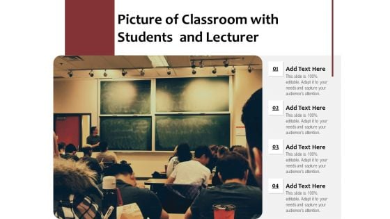 Picture Of Classroom With Students And Lecturer Ppt PowerPoint Presentation Visual Aids Icon PDF