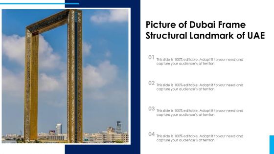 Picture Of Dubai Frame Structural Landmark Of UAE Ppt PowerPoint Presentation Gallery Graphic Images PDF