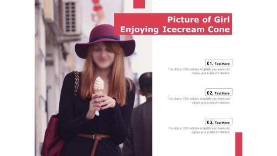 Picture Of Girl Enjoying Icecream Cone Ppt PowerPoint Presentation Gallery Examples PDF