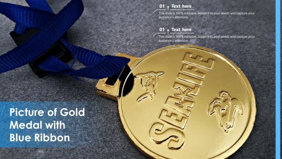 Picture Of Gold Medal With Blue Ribbon Ppt Model Objects PDF