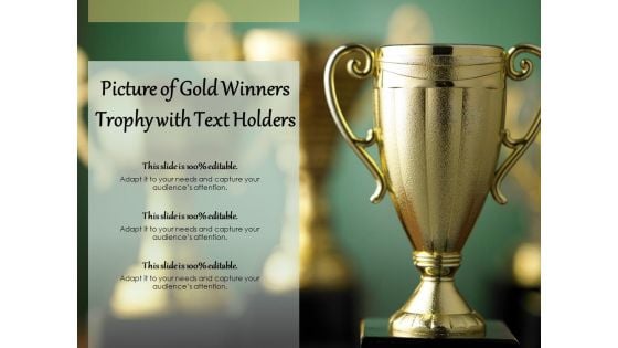 Picture Of Gold Winners Trophy With Text Holders Ppt PowerPoint Presentation Infographic Template Format Ideas