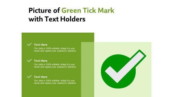 Picture Of Green Tick Mark With Text Holders Ppt PowerPoint Presentation Example