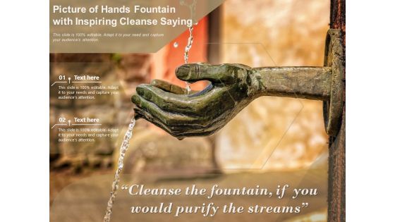 Picture Of Hands Fountain With Inspiring Cleanse Saying Ppt PowerPoint Presentation File Portfolio PDF