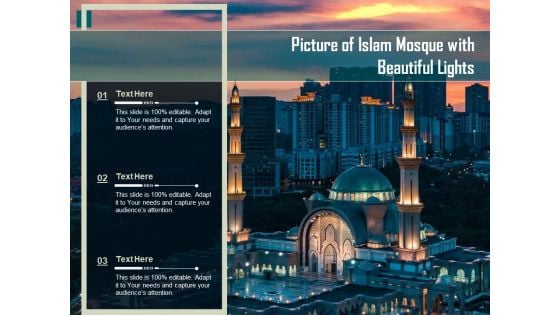 Picture Of Islam Mosque With Beautiful Lights Ppt PowerPoint Presentation Layouts Demonstration PDF